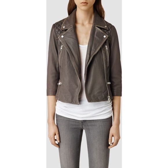 All Saints Cropped Cargo Leather Jacket - Picture 2 of 9